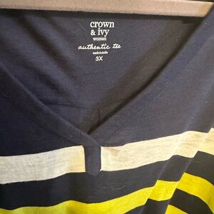 Crown & Ivy Striped V-Neck Tee